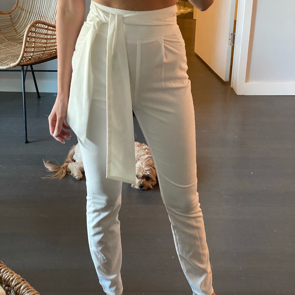 White cigarette pants